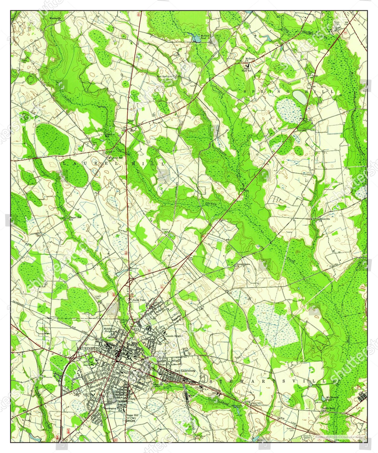 Usa Timeless Maps Laurinburg North Carolina Editorial Stock Photo