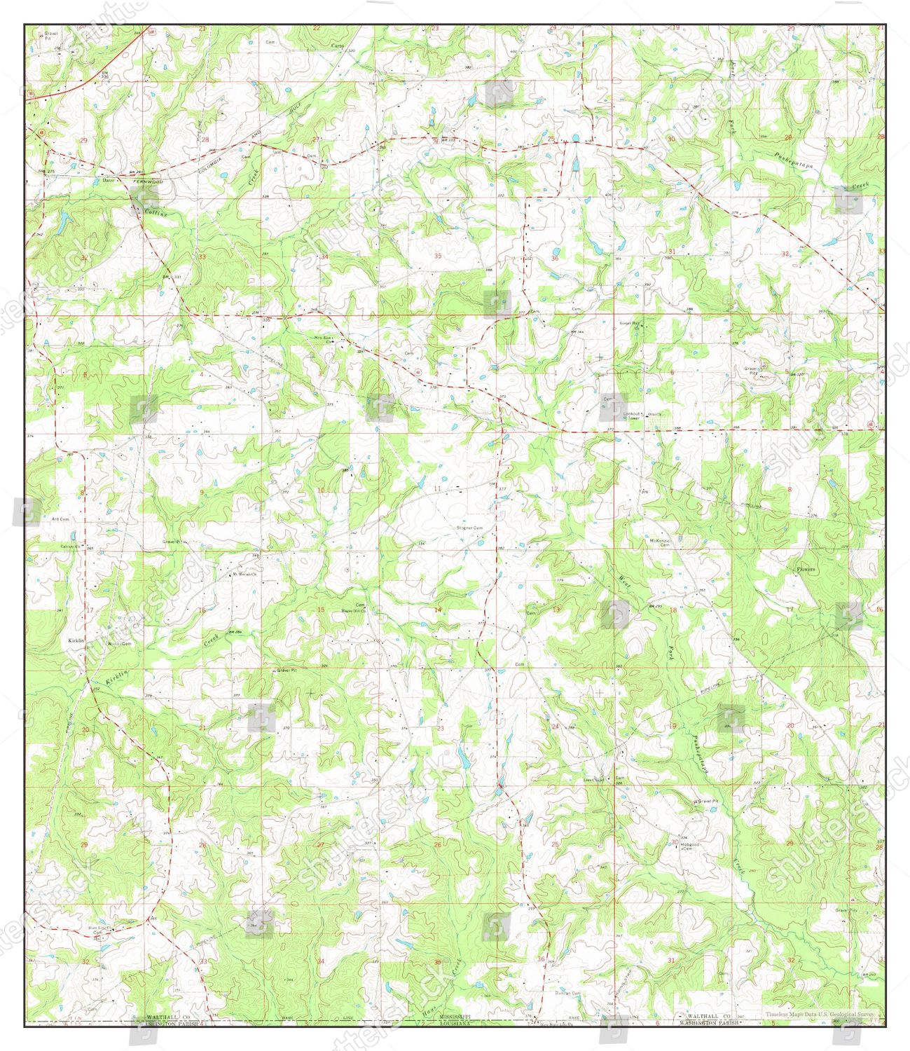 Usa Timeless Maps Tylertown Se Mississippi Editorial Stock Photo