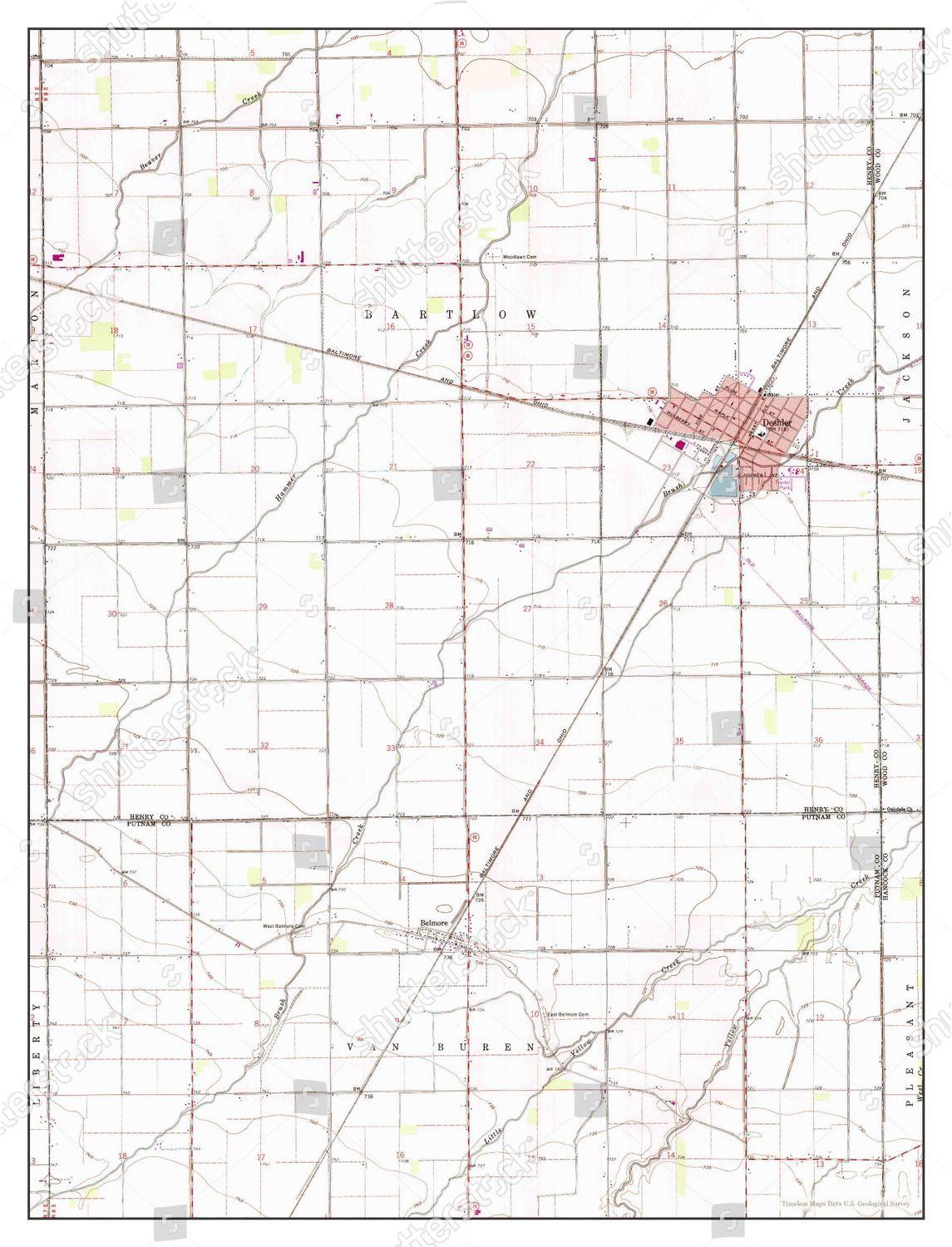 Usa Timeless Maps Deshler Ohio Map Editorial Stock Photo Stock Image Shutterstock