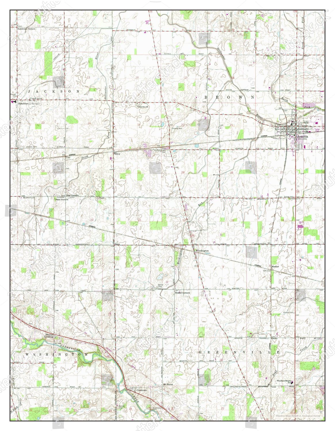 Usa Timeless Maps Ansonia Ohio Map Editorial Stock Photo Stock Image