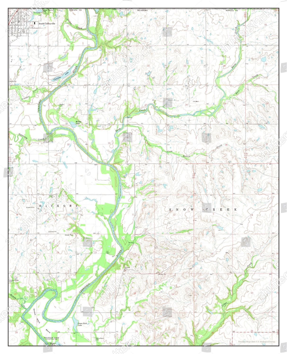 Usa Timeless Maps South Coffeyville Oklahoma Editorial Stock Photo ...