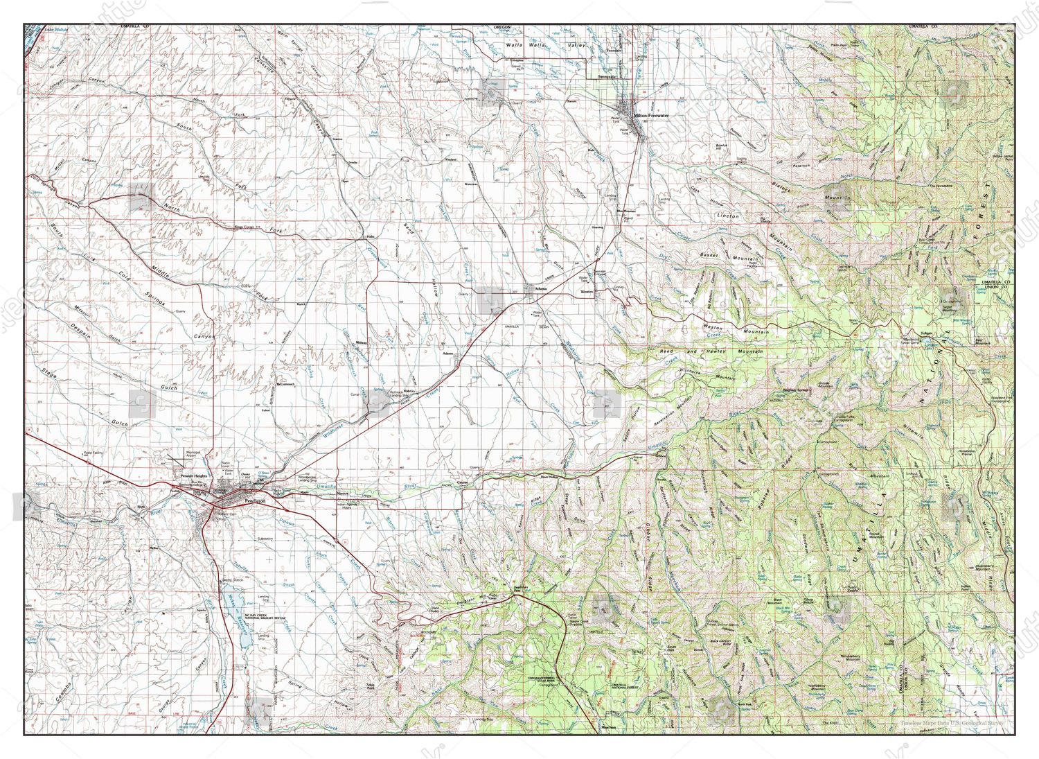 Usa Timeless Maps Pendleton Oregon Map Editorial Stock Photo - Stock ...