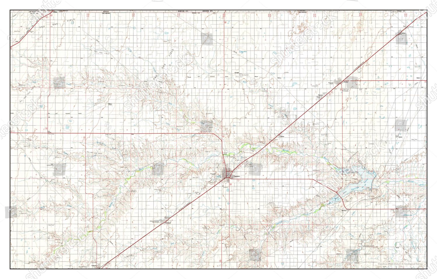 Usa Timeless Maps Guymon Oklahoma Map Editorial Stock Photo Stock