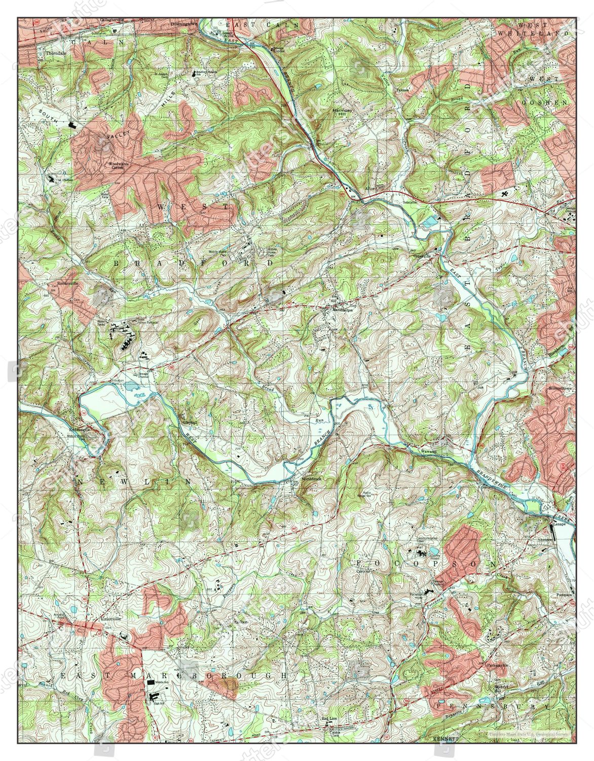Usa Timeless Maps Unionville Pennsylvania Map Editorial Stock Photo
