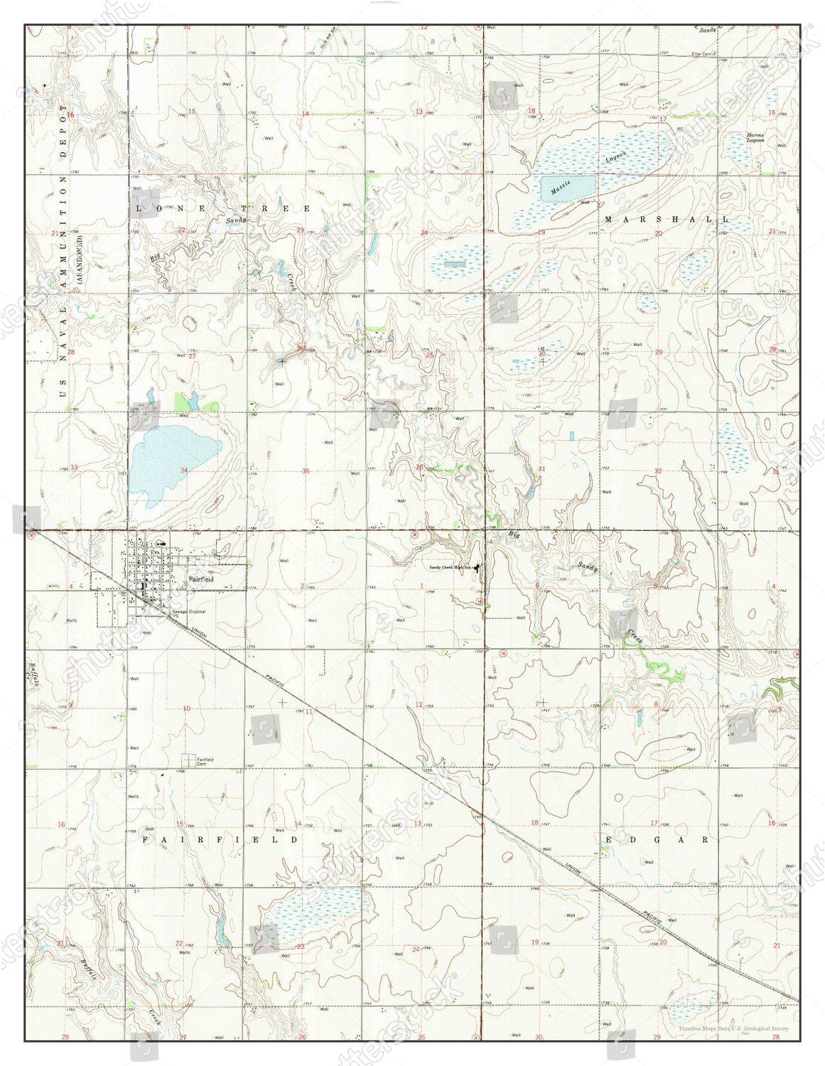 Usa Timeless Maps Fairfield Nebraska Map Editorial Stock Photo Stock