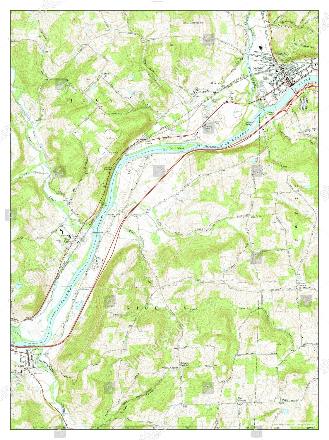 Usa Timeless Maps Owego New York Editorial Stock Photo Stock Image