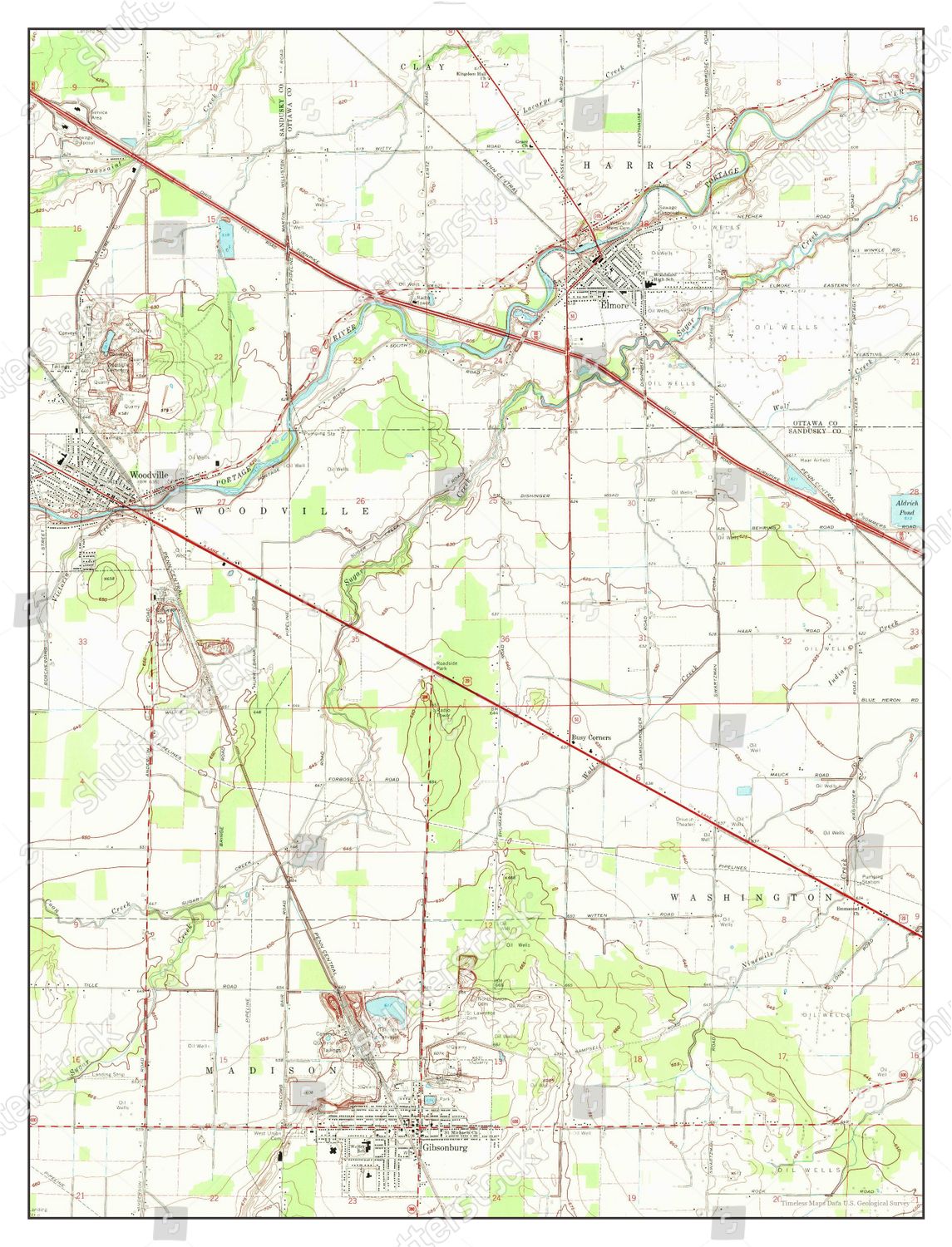 Usa Timeless Maps Elmore Ohio Map Editorial Stock Photo Stock Image