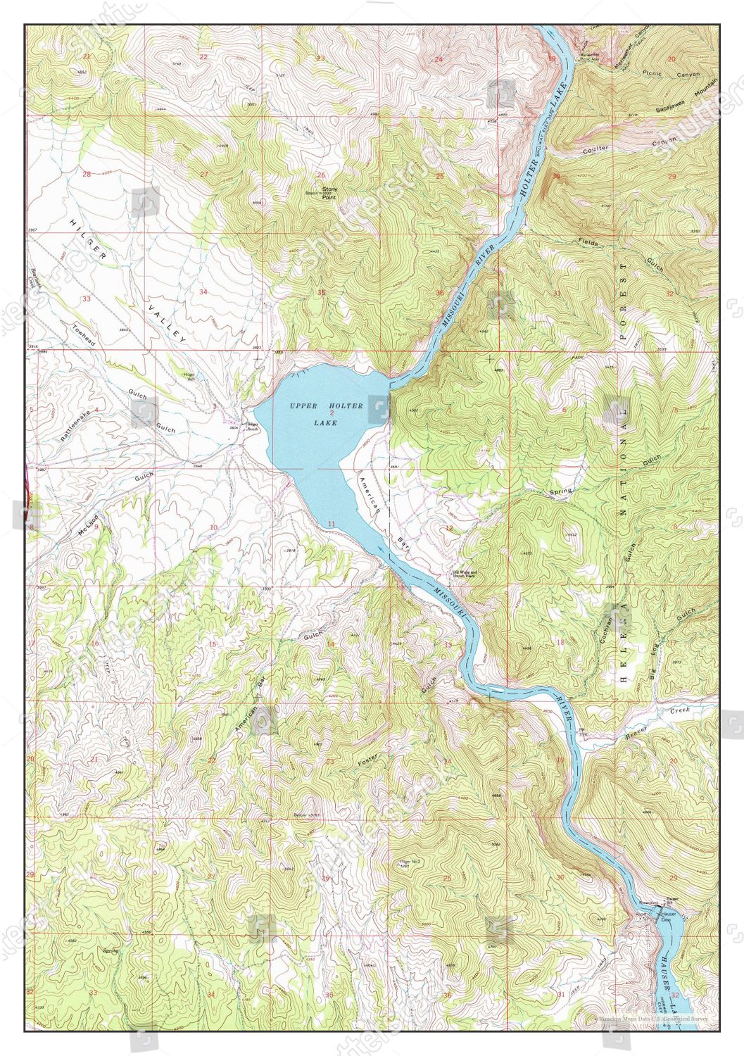 Usa Timeless Maps Upper Holter Lake Editorial Stock Photo - Stock Image ...