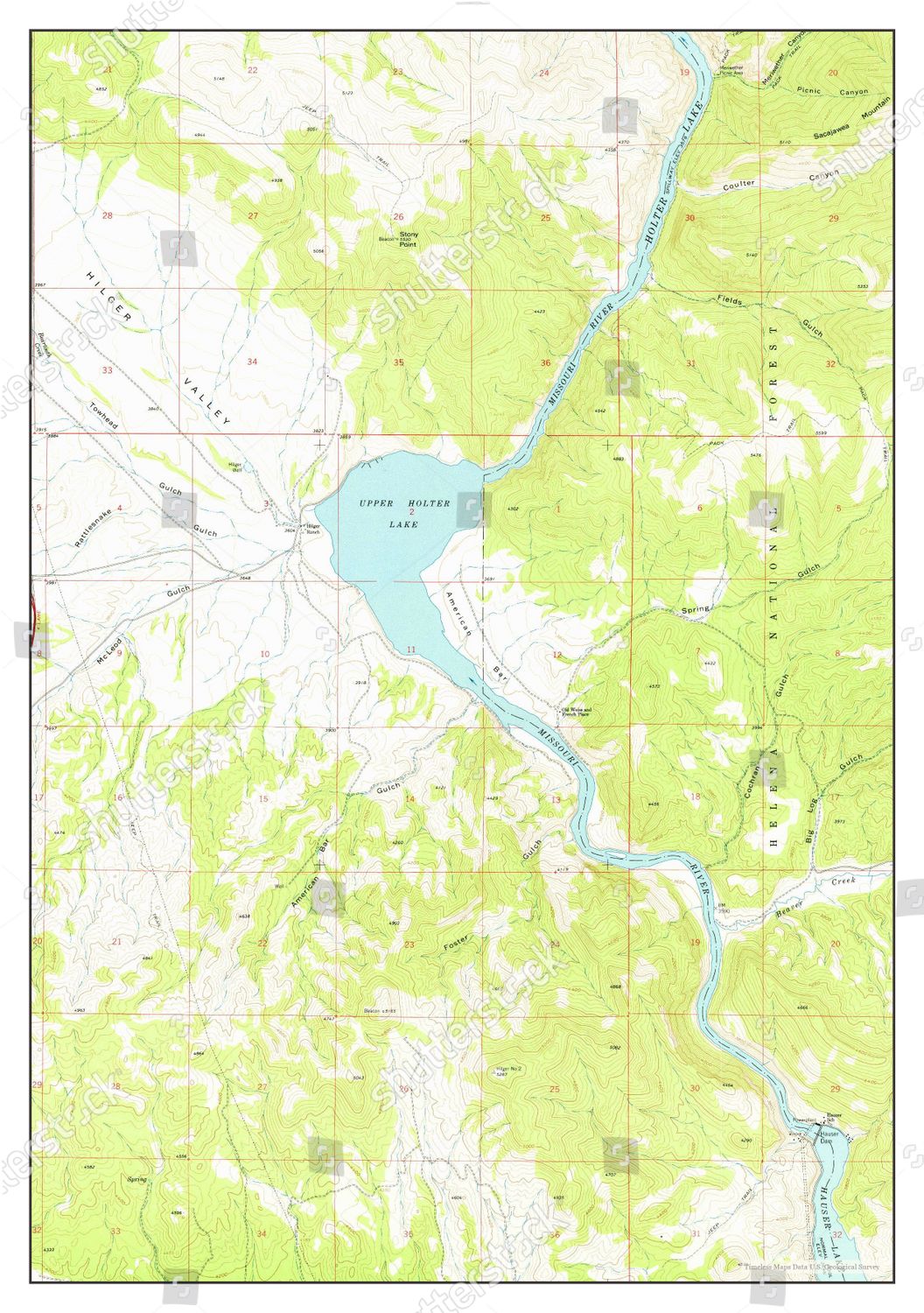 Usa Timeless Maps Upper Holter Lake Editorial Stock Photo - Stock Image ...