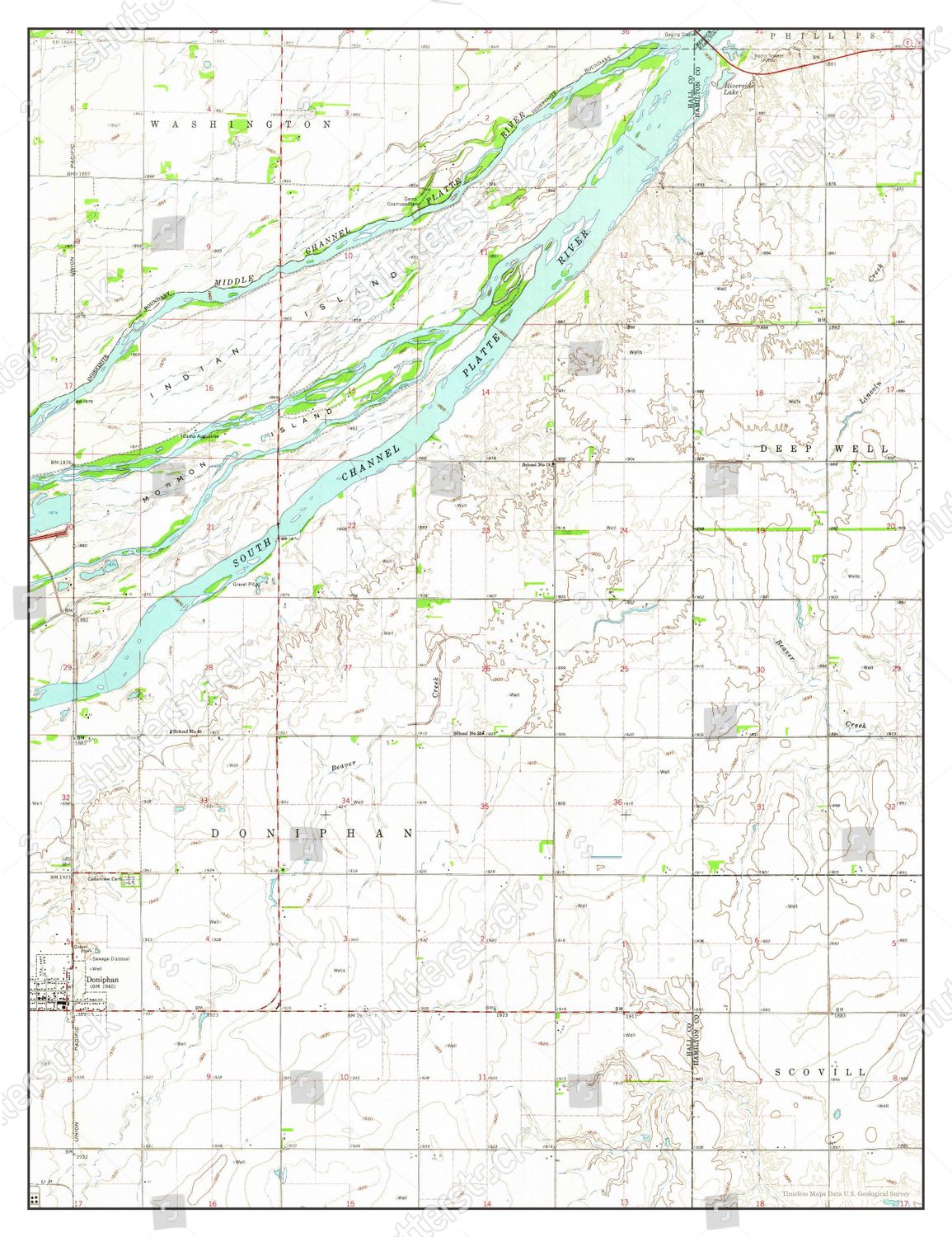 Usa Timeless Maps Doniphan Nebraska Map Editorial Stock Photo Stock