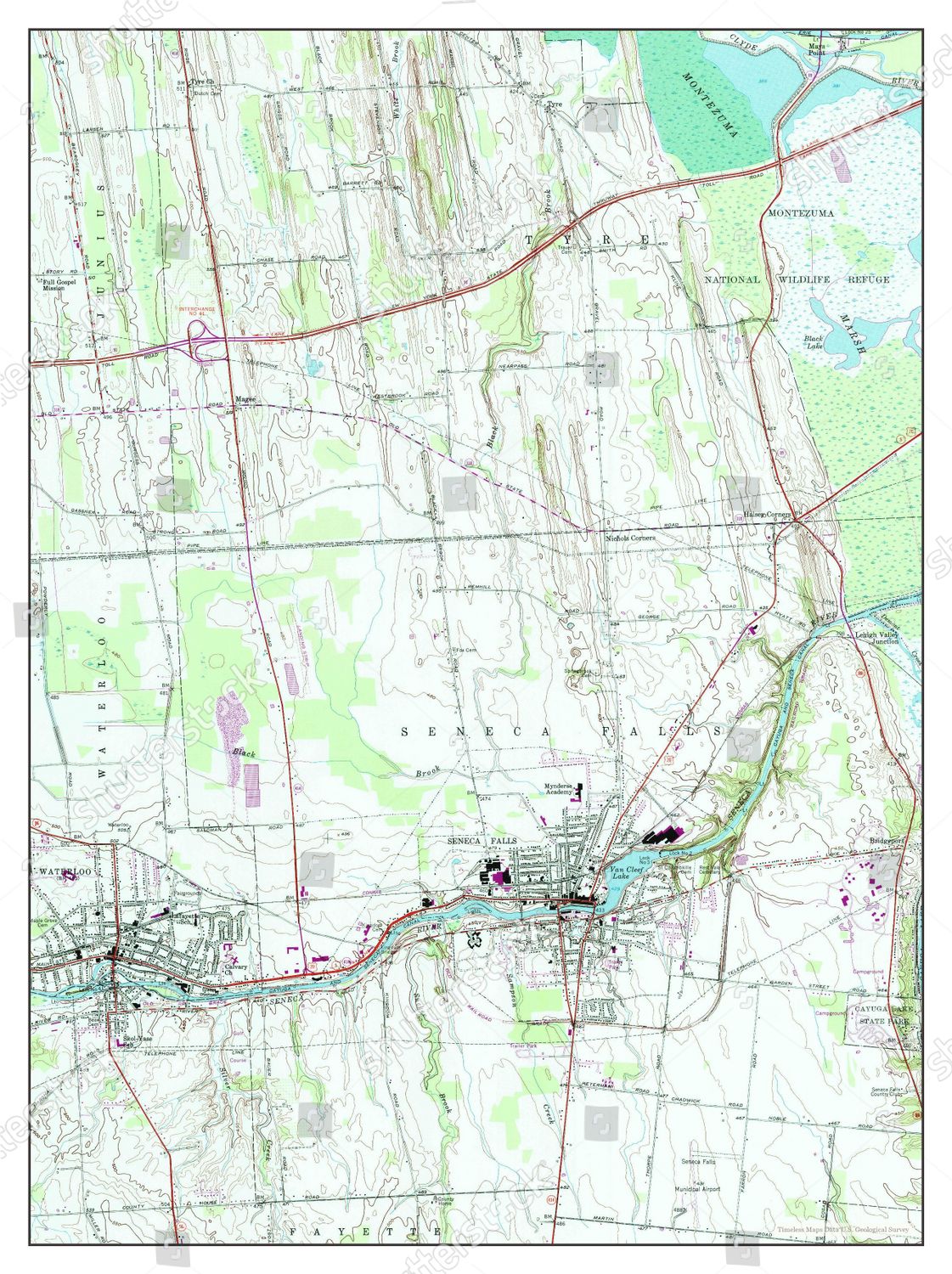 Usa Timeless Maps Seneca Falls New Editorial Stock Photo Stock Image