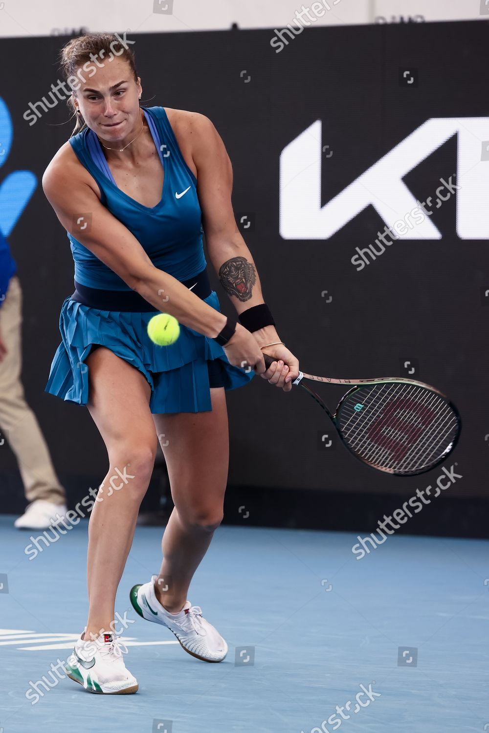 Aryna Sabalenka Belarus Rhits Backhand During Editorial Stock Photo ...