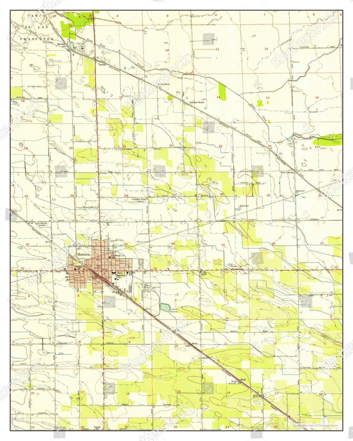 Usa Timeless Maps Manteca California Map Editorial Stock Photo Stock