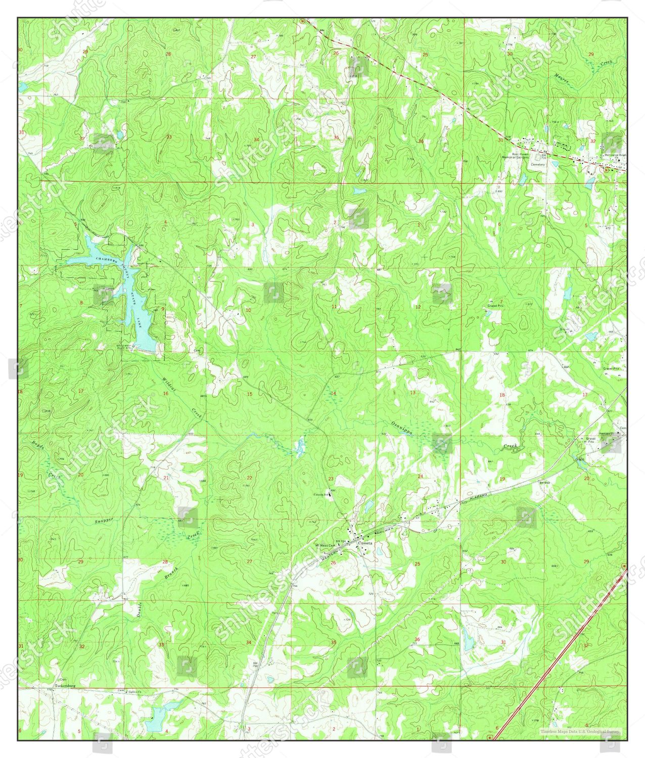 USA TIMELESS MAPS CUSSETA ALABAMA MAP Editorial Stock Photo Stock