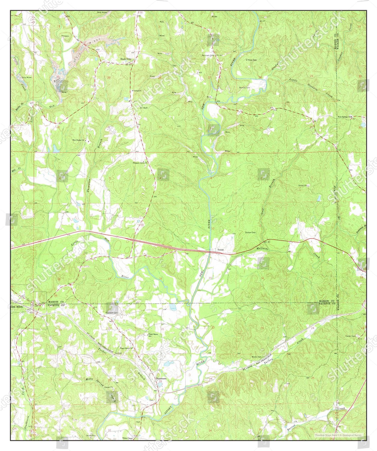 Usa Timeless Maps Glen Allen Alabama Editorial Stock Photo Stock