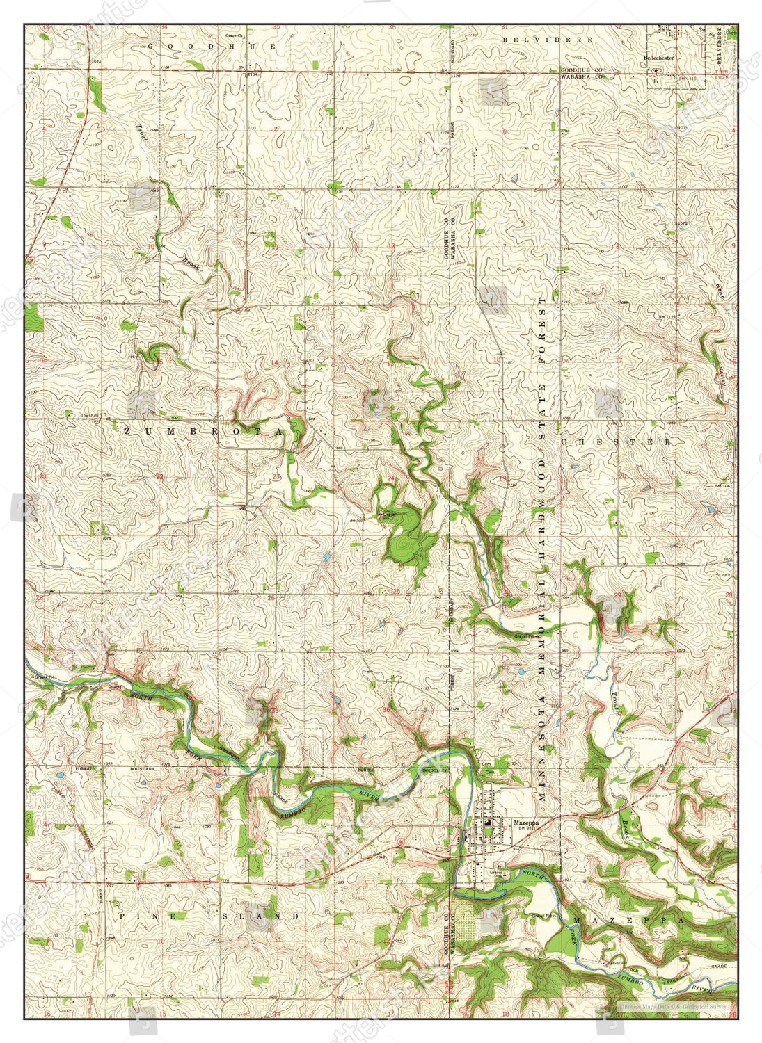 Usa Timeless Maps Mazeppa Minnesota Map Editorial Stock Photo Stock