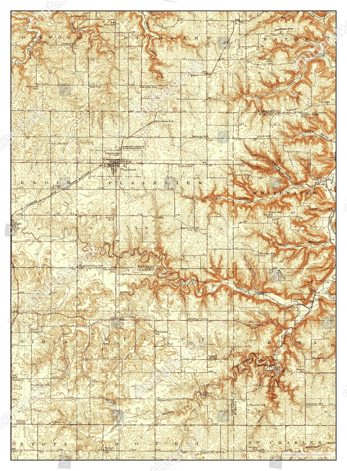 Usa Timeless Maps Plainview Minnesota Map Editorial Stock Photo Stock Image Shutterstock