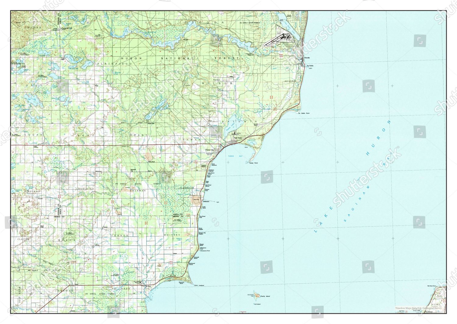 Usa Timeless Maps Tawas City Michigan Editorial Stock Photo Stock