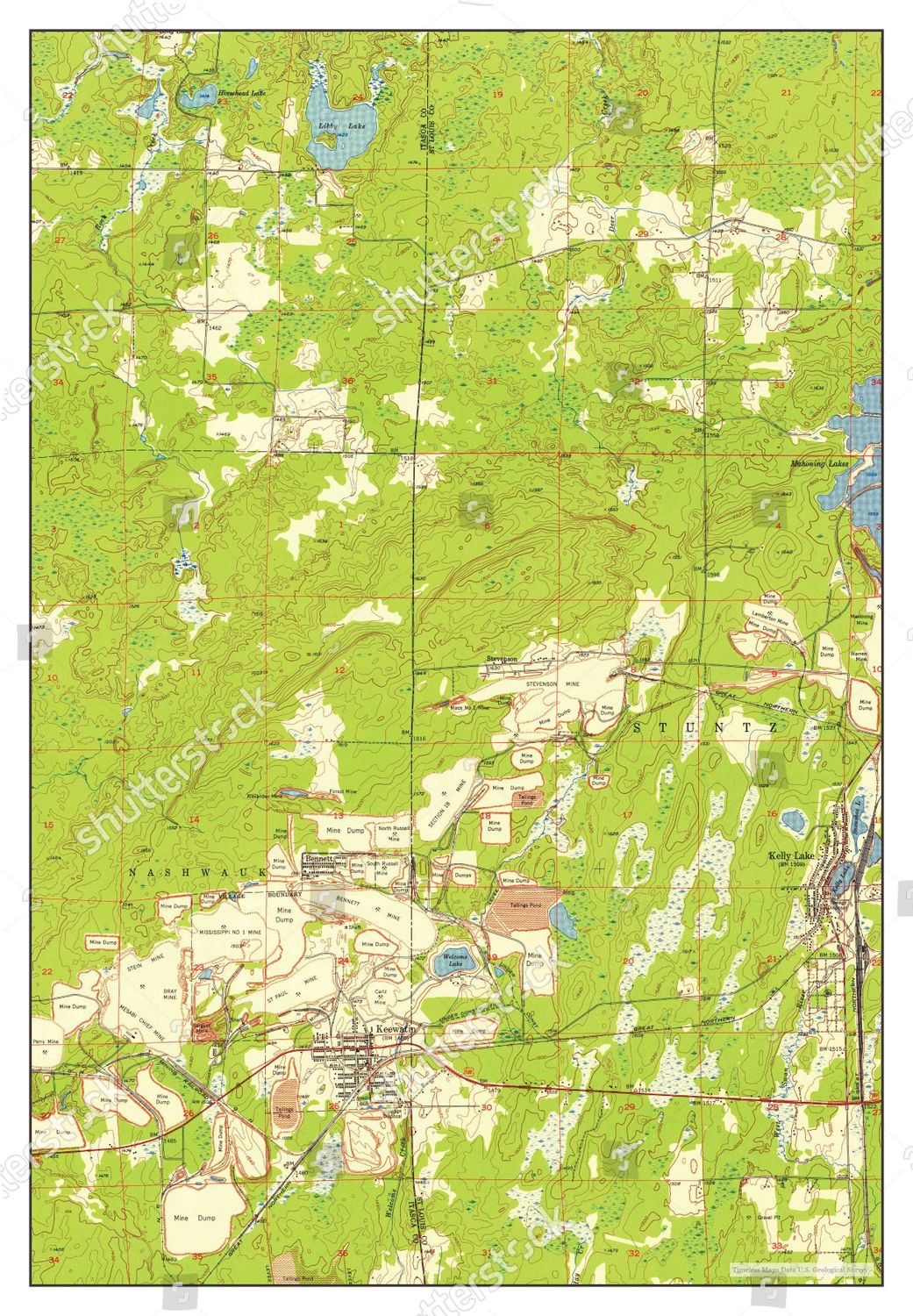 Usa Timeless Maps Keewatin Minnesota Map Editorial Stock Photo Stock