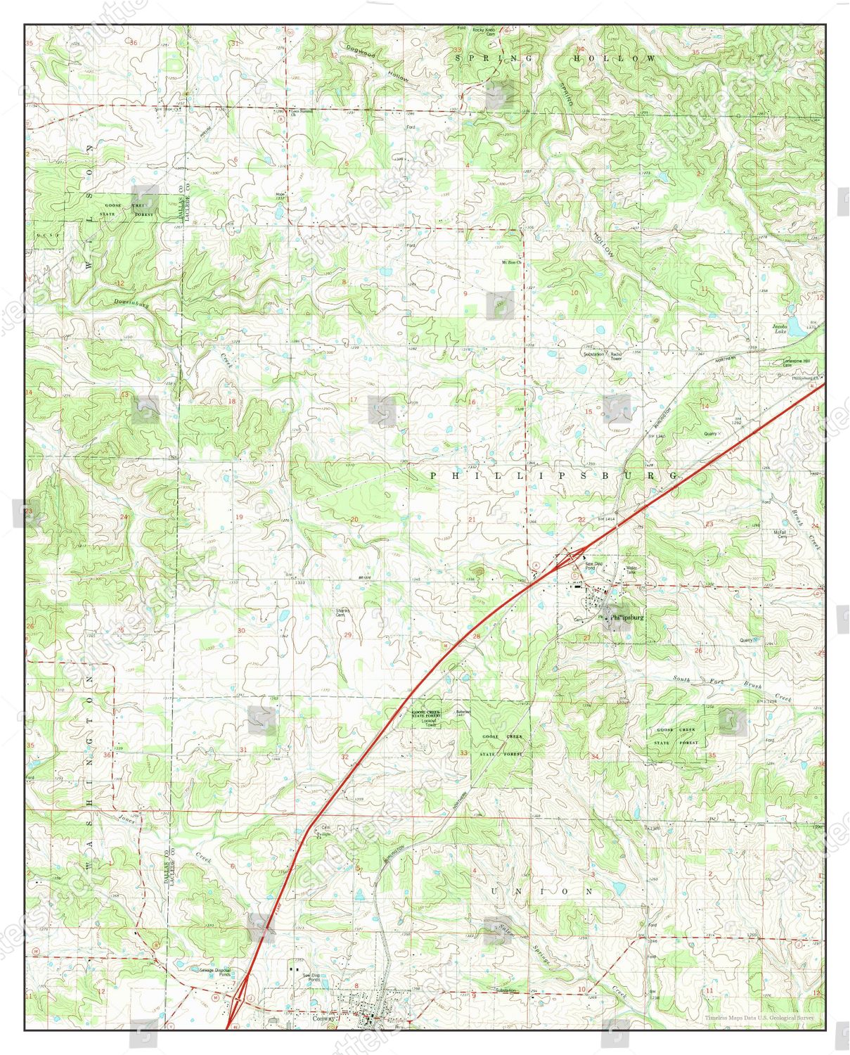 Usa Timeless Maps Phillipsburg Missouri Map Editorial Stock Photo