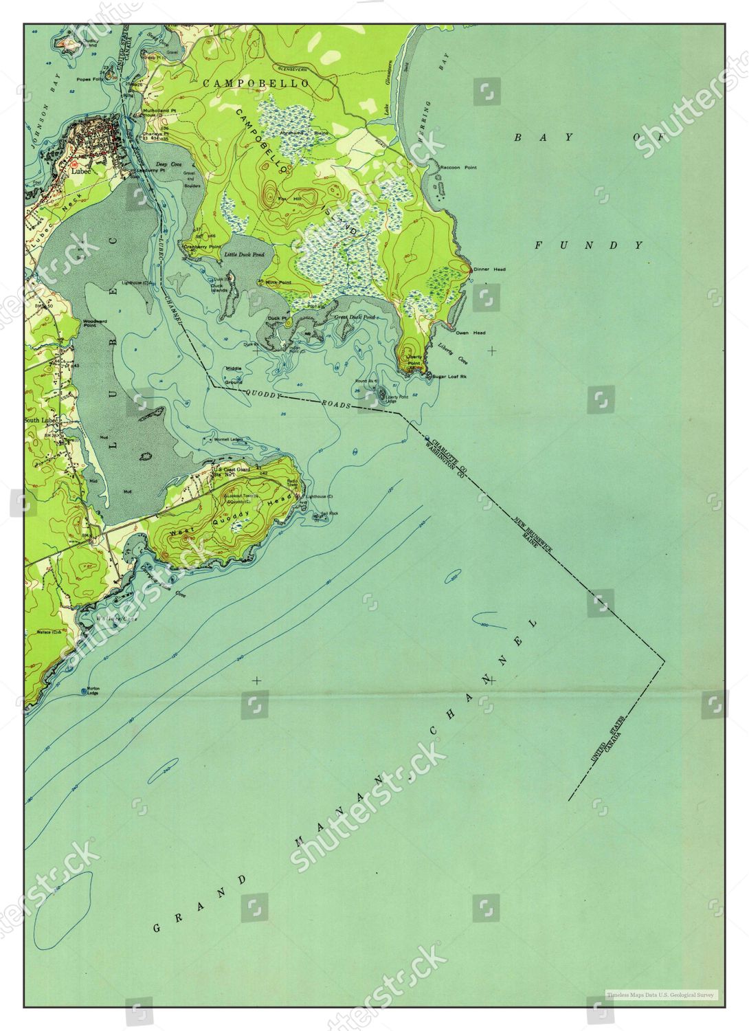 Usa Timeless Maps Lubec Maine Map Editorial Stock Photo - Stock Image ...