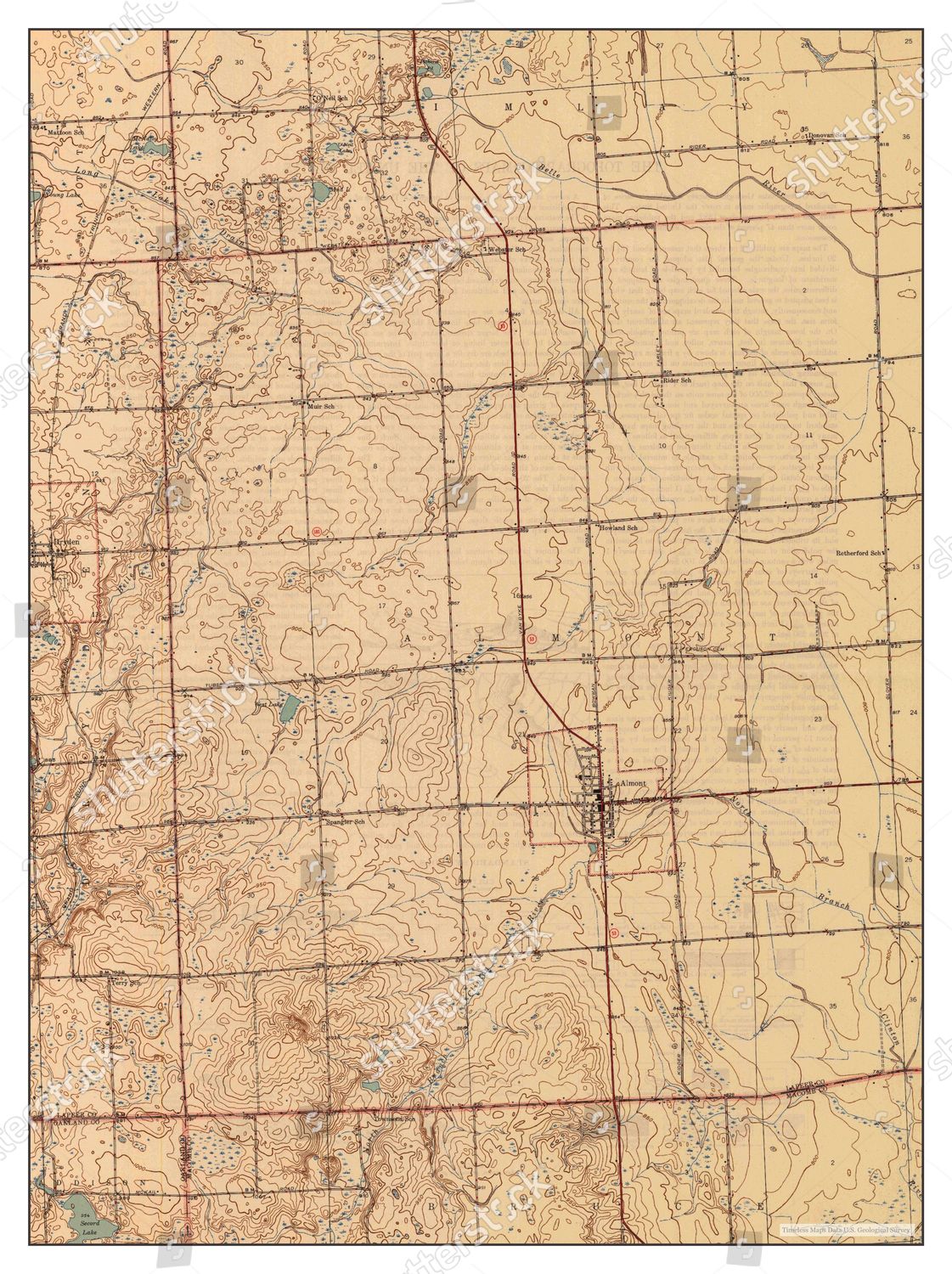 Usa Timeless Maps Almont Michigan Map Editorial Stock Photo Stock