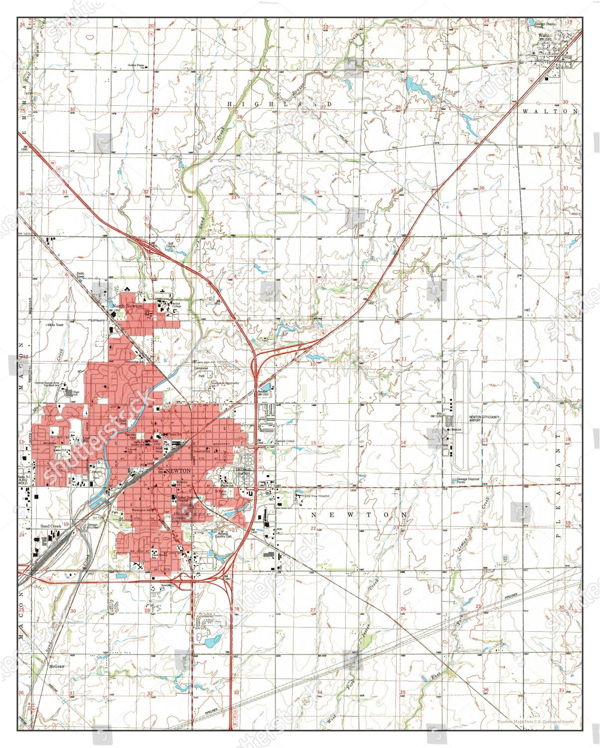 Usa Timeless Maps Newton Kansas Map Editorial Stock Photo Stock Image   Shutterstock 12729238a 