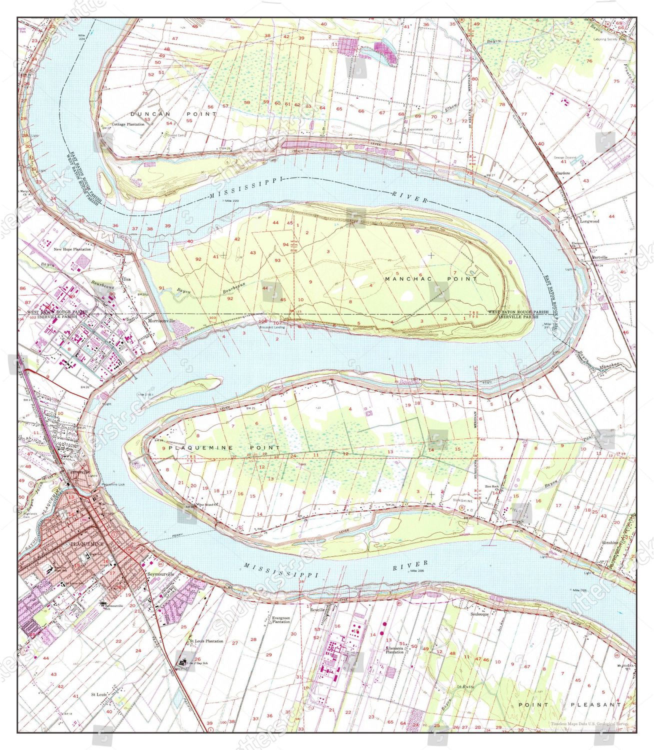 Usa Timeless Maps Plaquemine Louisiana Map Editorial Stock Photo