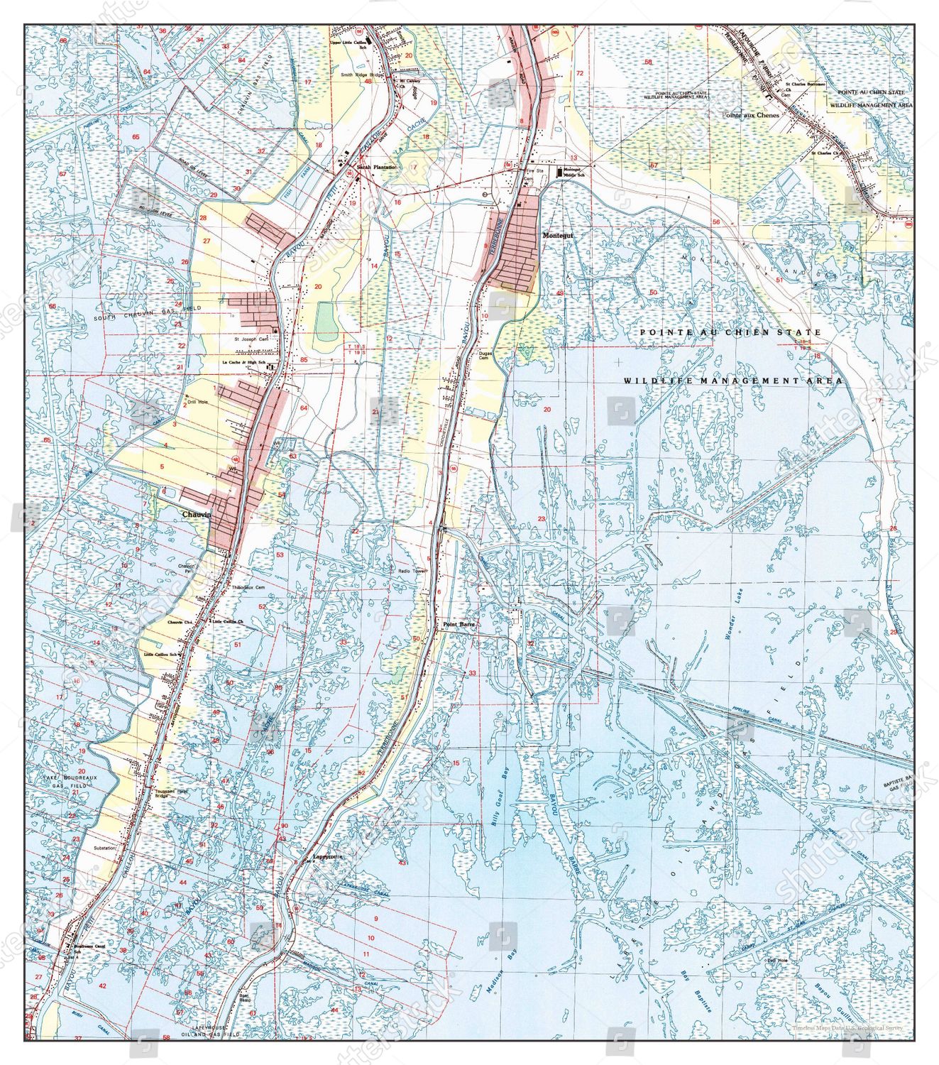 Usa Timeless Maps Montegut Louisiana Map Editorial Stock Photo Stock