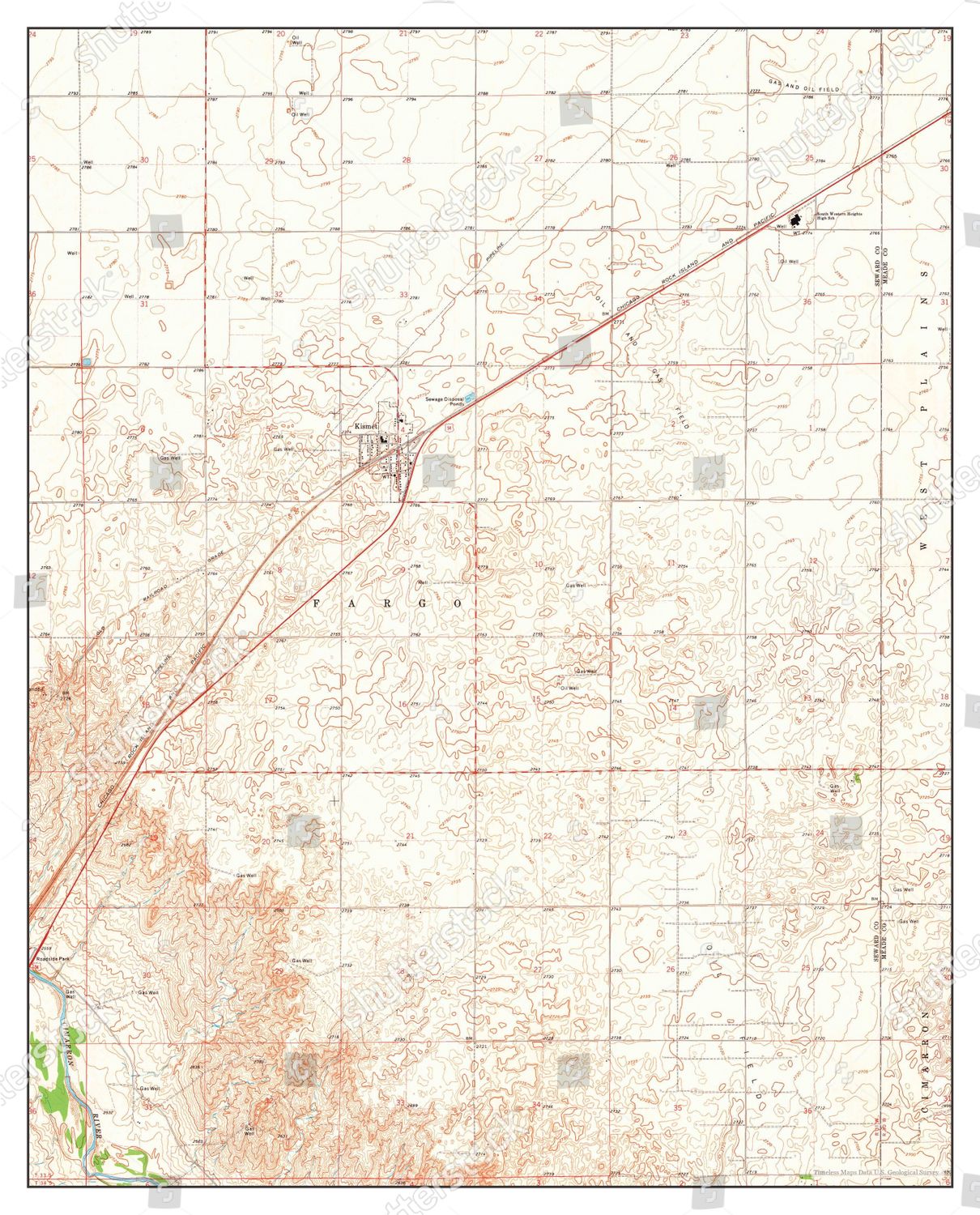 Usa Timeless Maps Kismet Kansas Map Editorial Stock Photo Stock Image