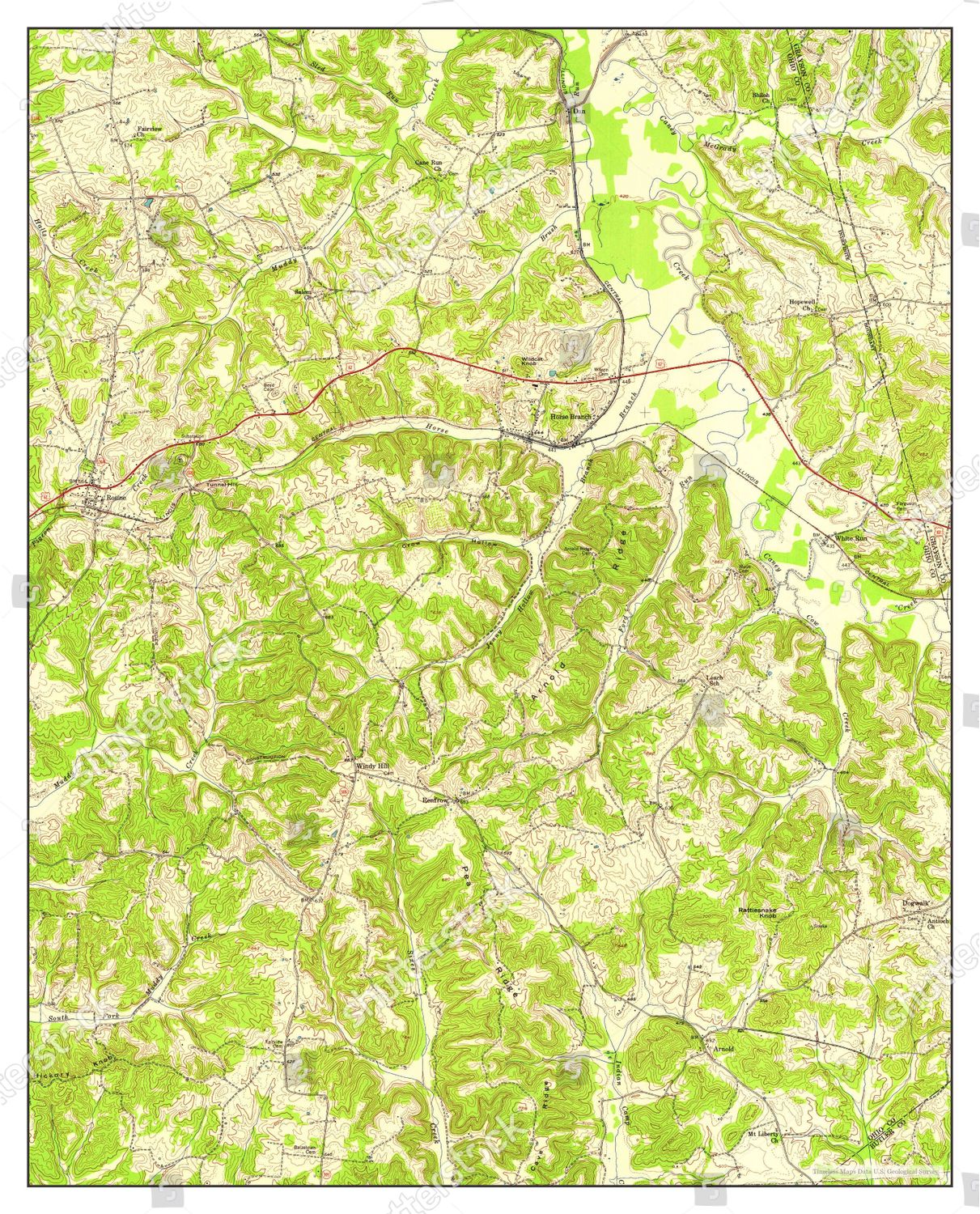 Usa Timeless Maps Rosine Kentucky Map Editorial Stock Photo Stock