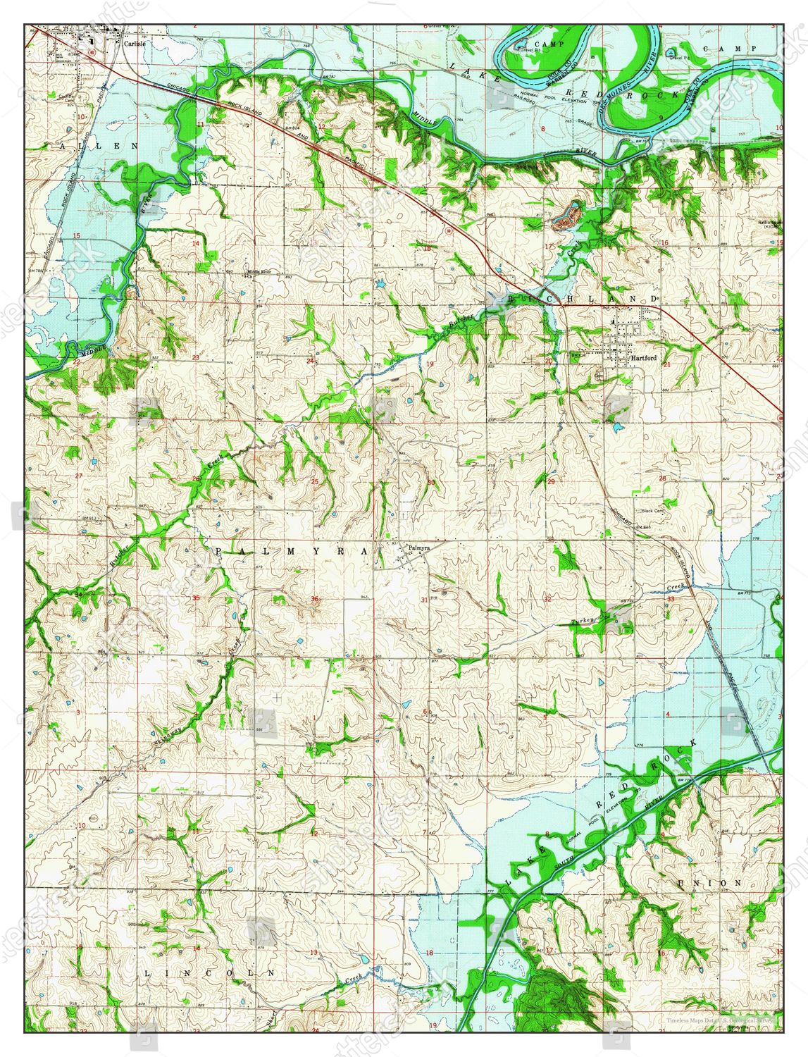 Usa Timeless Maps Hartford Iowa Map Editorial Stock Photo Stock Image