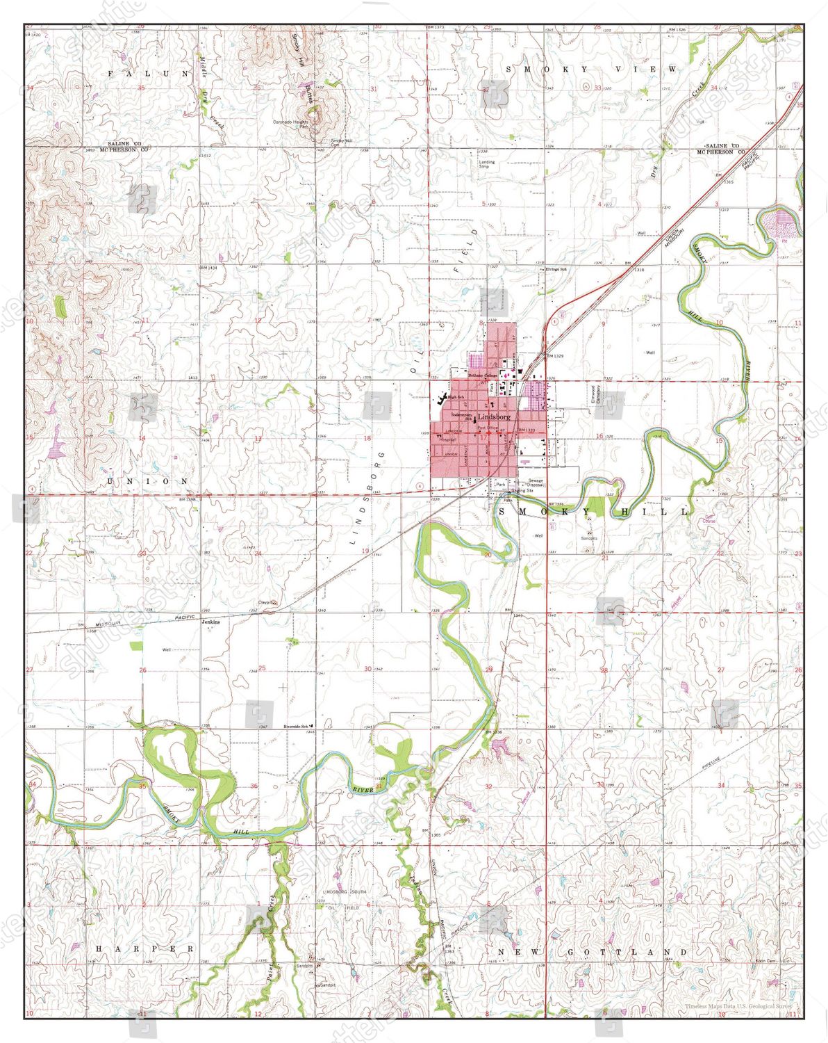 Usa Timeless Maps Kansas Map Editorial Stock Photo Stock