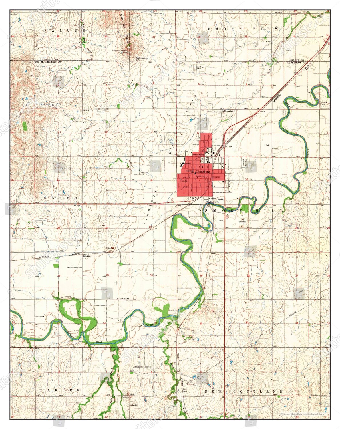Usa Timeless Maps Kansas Map Editorial Stock Photo Stock