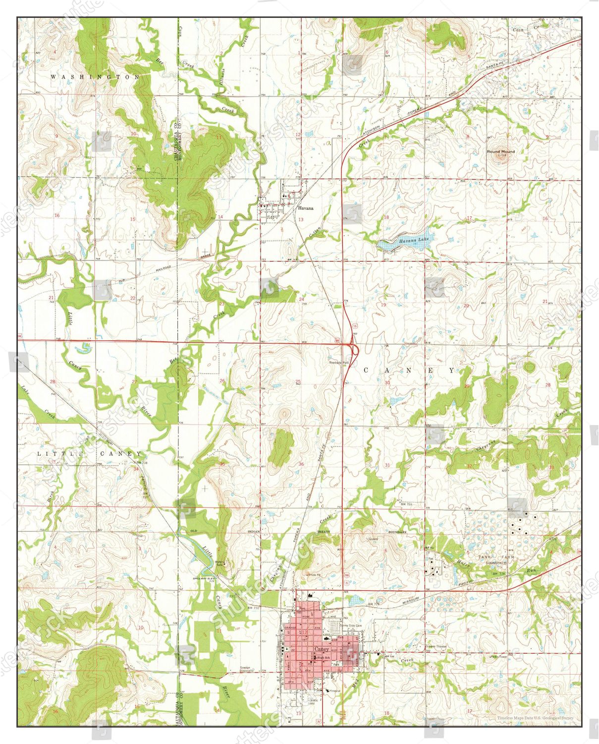 Usa Timeless Maps Caney Kansas Map Editorial Stock Photo Stock Image