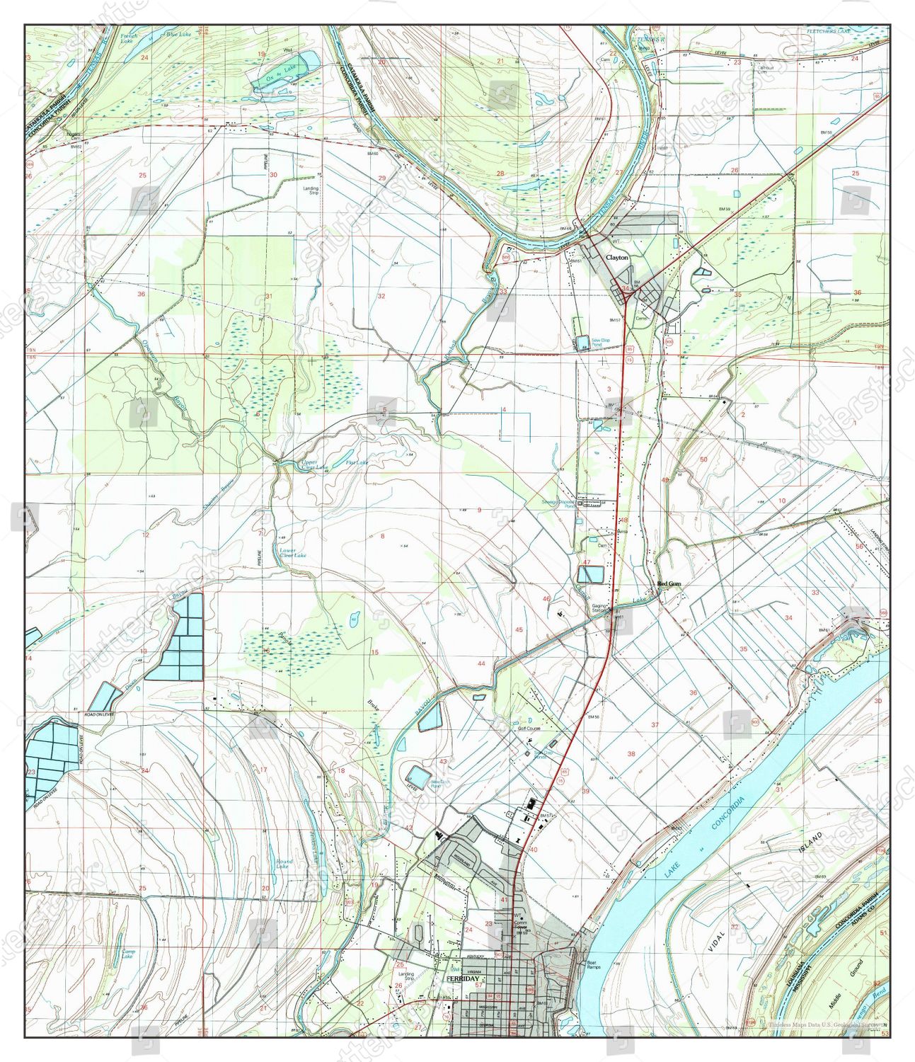 Usa Timeless Maps Ferriday North Louisiana Editorial Stock Photo ...