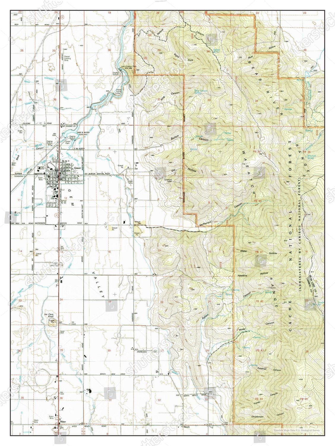 Usa Timeless Maps Grace Idaho Map Editorial Stock Photo Stock Image