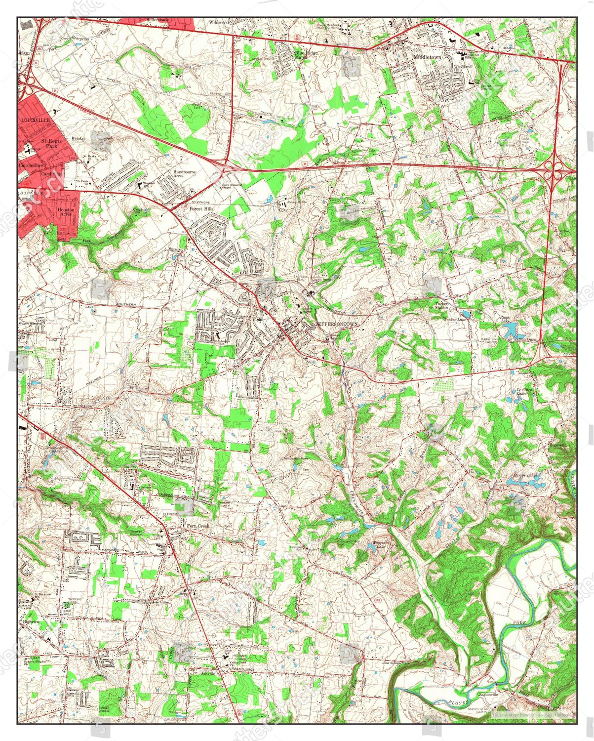Usa Timeless Maps Jeffersontown Kentucky Map Editorial Stock Photo