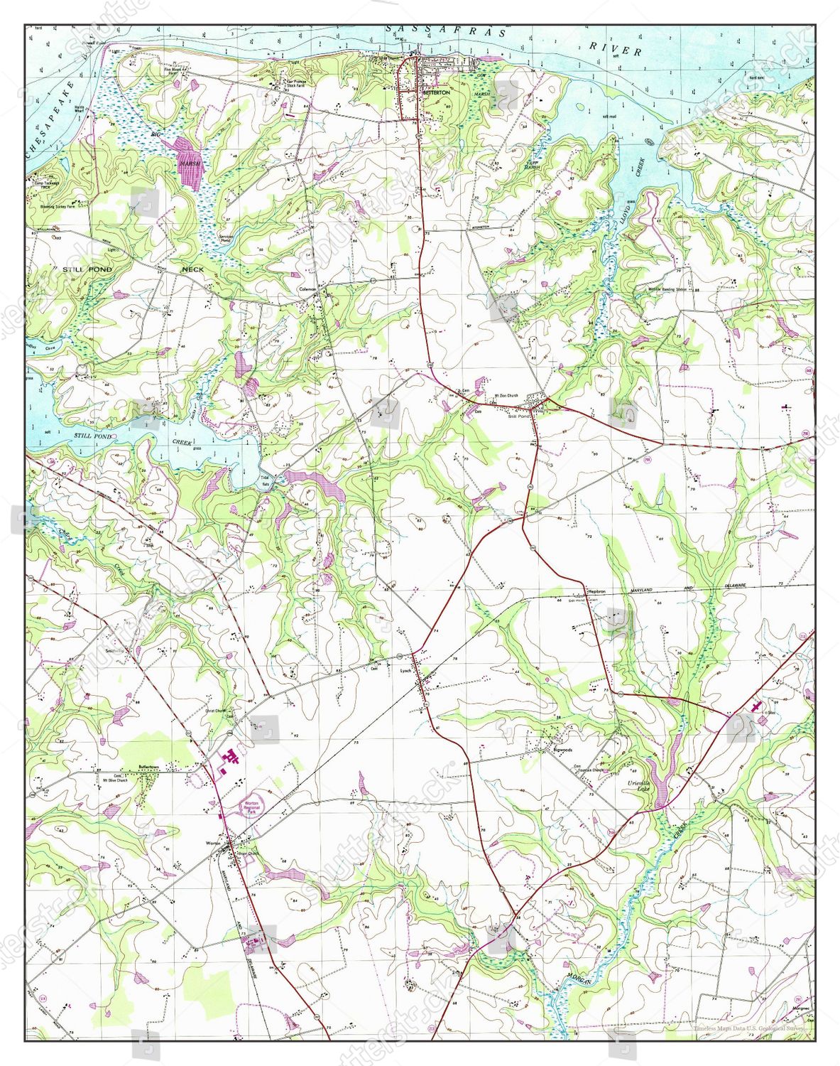 Usa Timeless Maps Betterton Maryland Map Editorial Stock Photo Stock Image Shutterstock