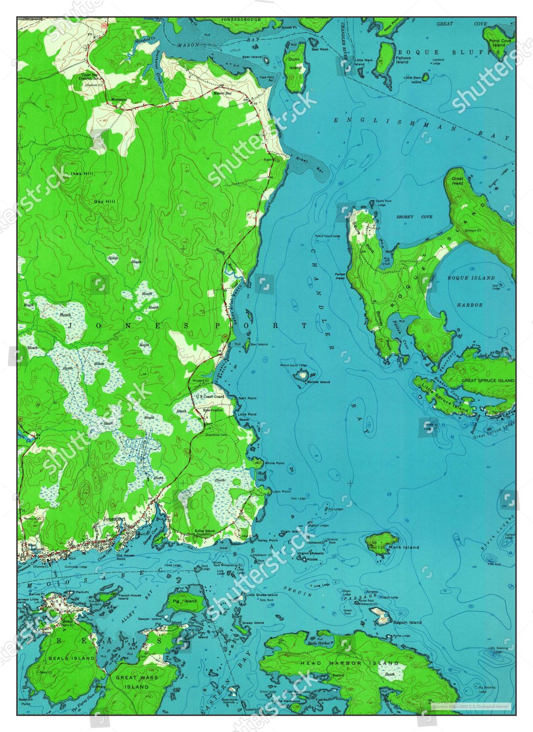 Usa Timeless Maps Jonesport Maine Map Editorial Stock Photo Stock