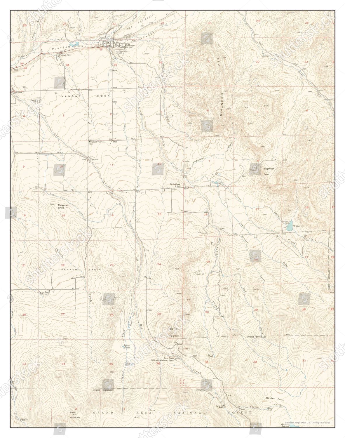 Usa Timeless Maps Collbran Colorado Map Editorial Stock Photo Stock