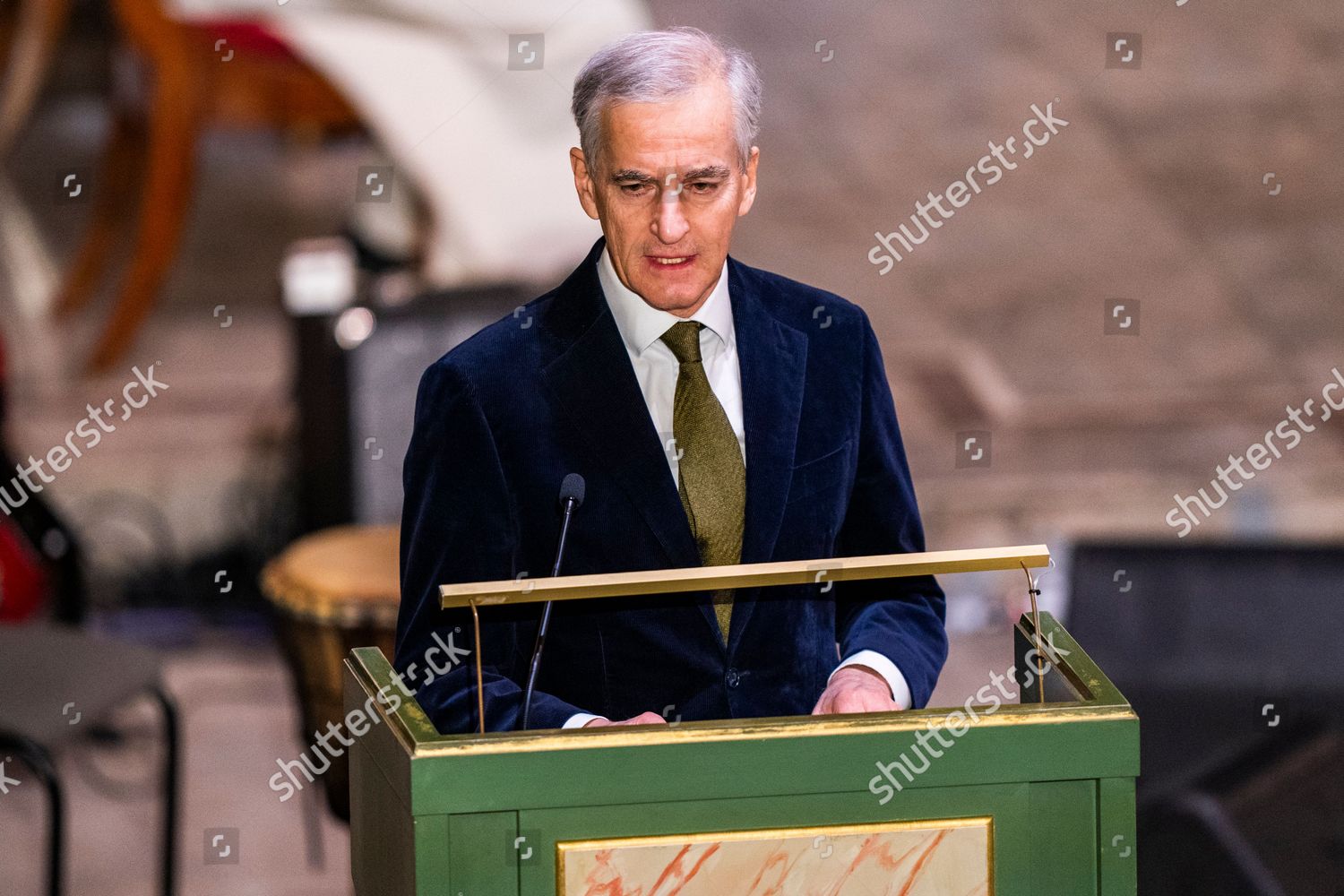 Prime Minister Jonas Gahr Store Speaks Editorial Stock Photo Stock