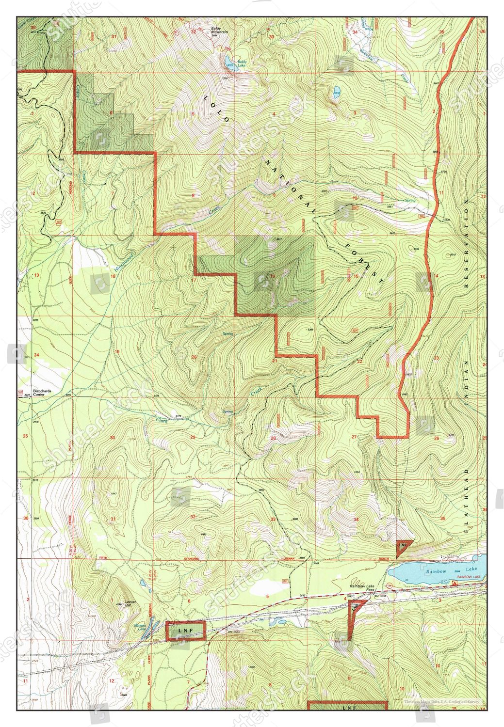 Usa Timeless Maps Baldy Lake Montana Editorial Stock Photo - Stock ...