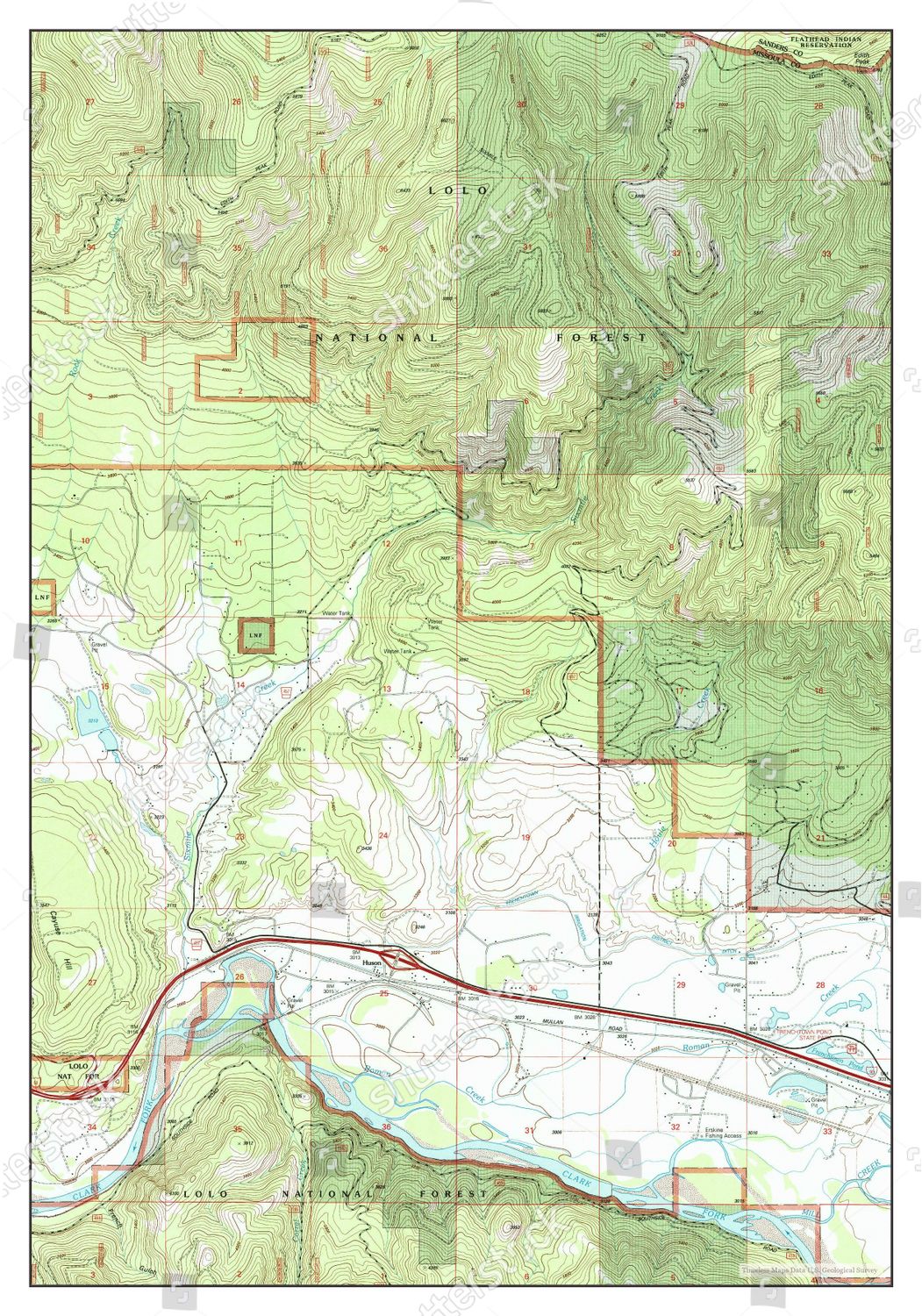 Usa Timeless Maps Huson Montana Map Editorial Stock Photo - Stock Image ...