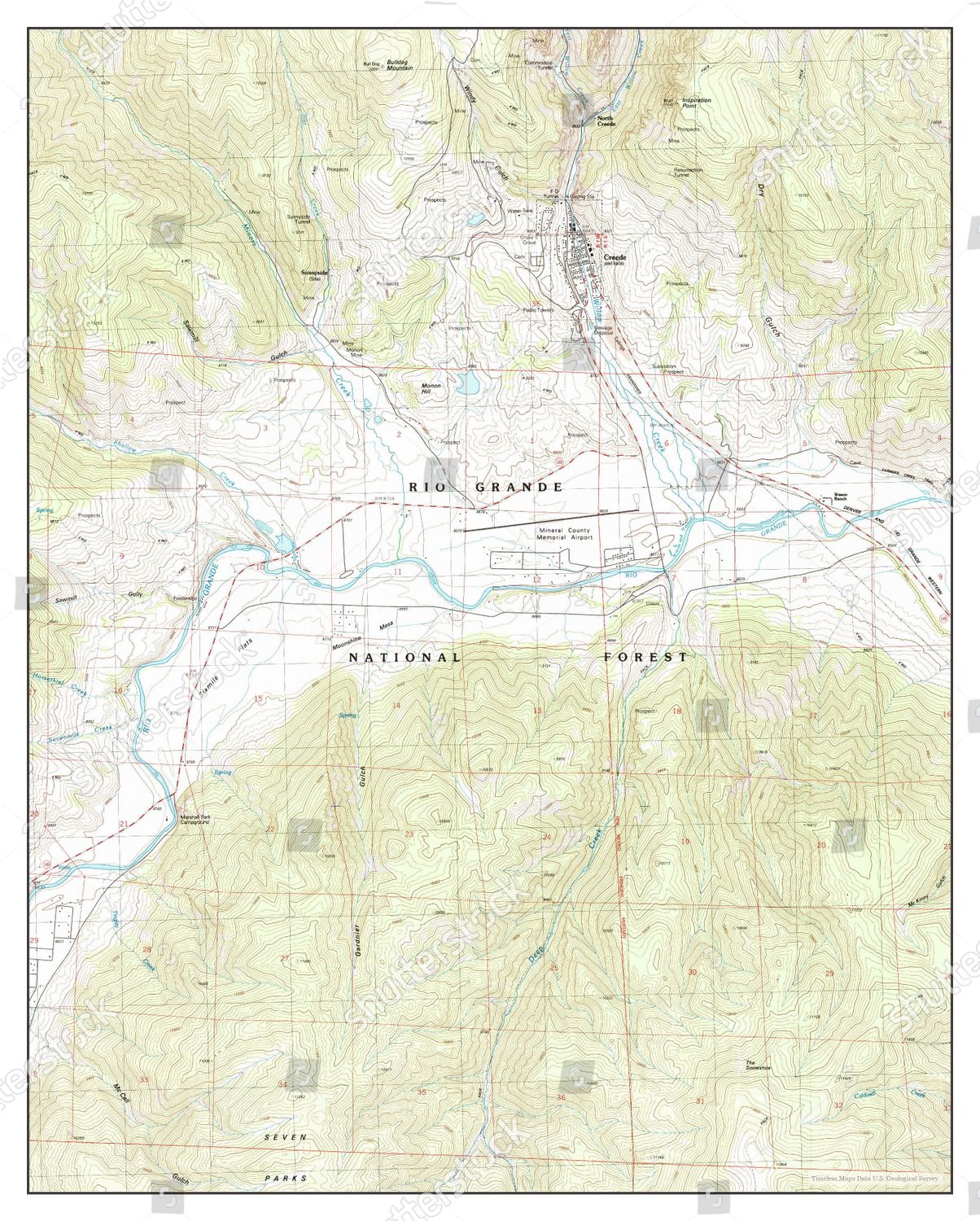 Usa Timeless Maps Creede Colorado Map Editorial Stock Photo Stock