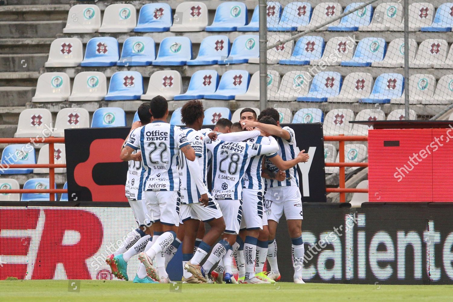 Pachuca Players Celebrate Goal Guzman Against Editorial Stock Photo