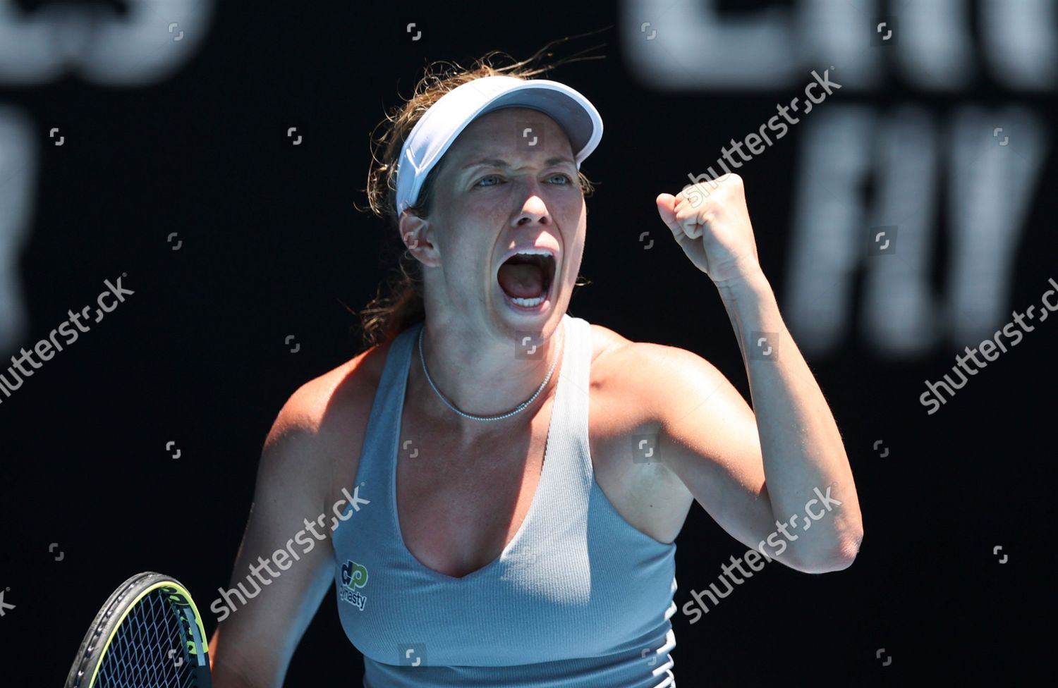 Danielle Collins Celebrates Editorial Stock Photo - Stock Image