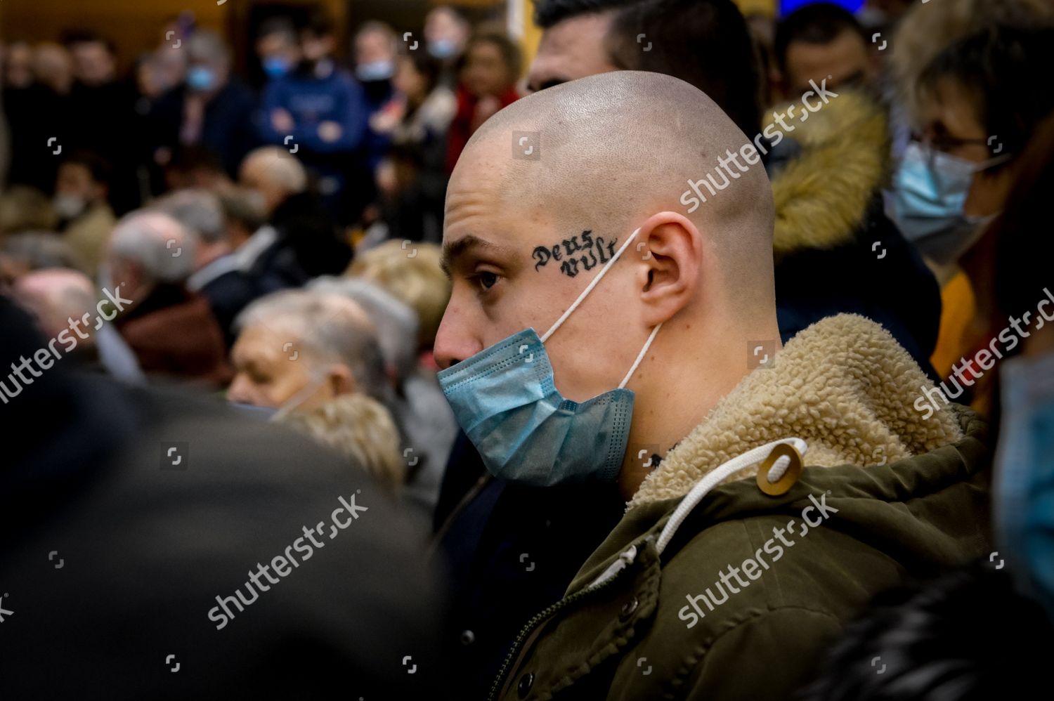 Young Man Deus Vult Tattoo On Editorial Stock Photo Stock Image