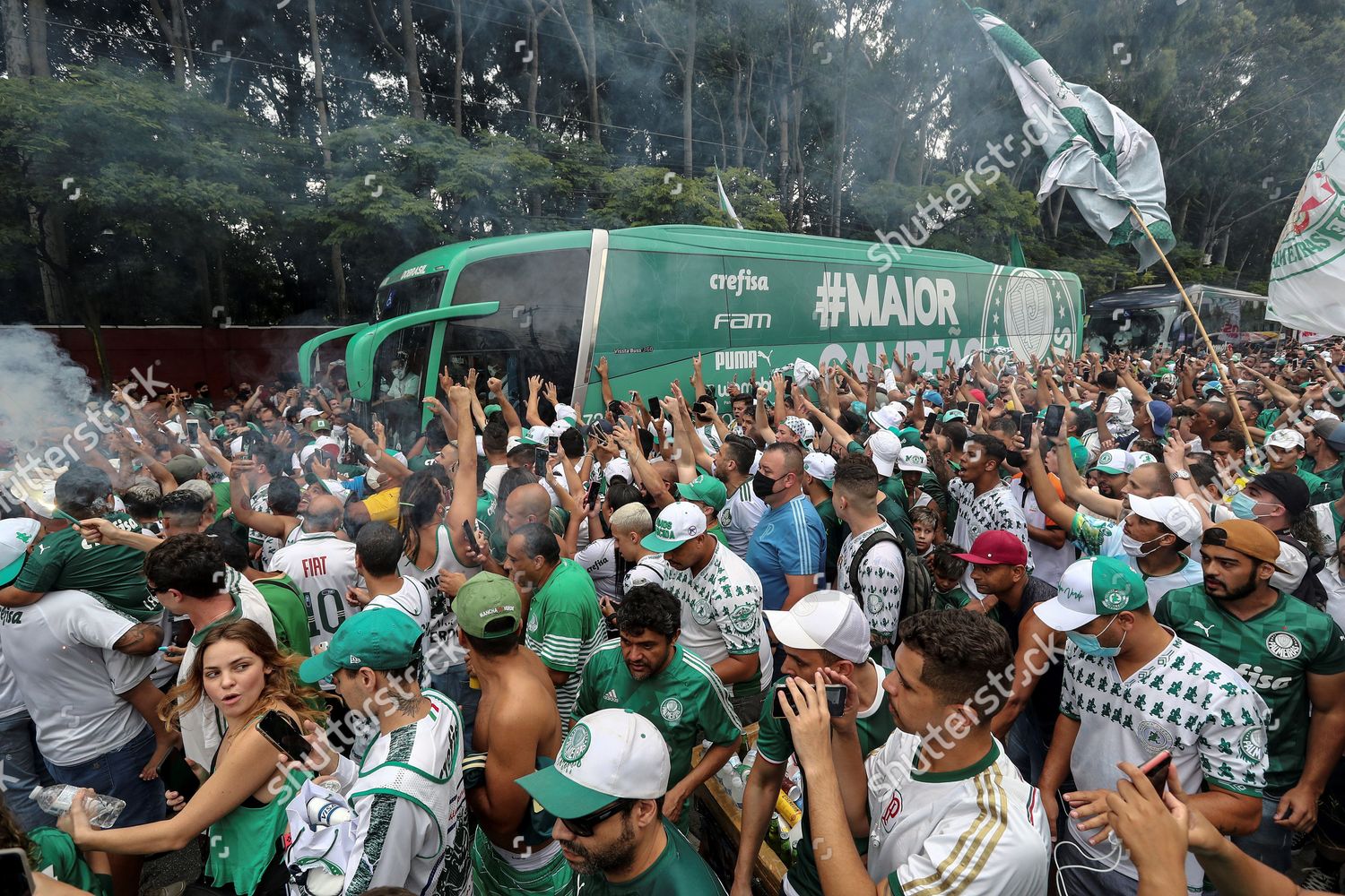 Fans Brazilian Soccer Club Palmeiras Cheer Editorial Stock Photo