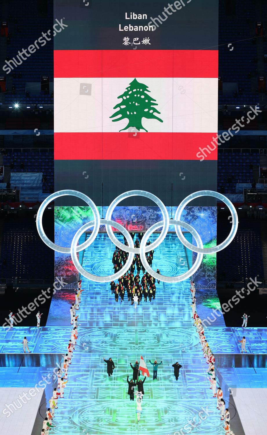 Olympic Delegation Lebanon Parade Into National Editorial Stock Photo